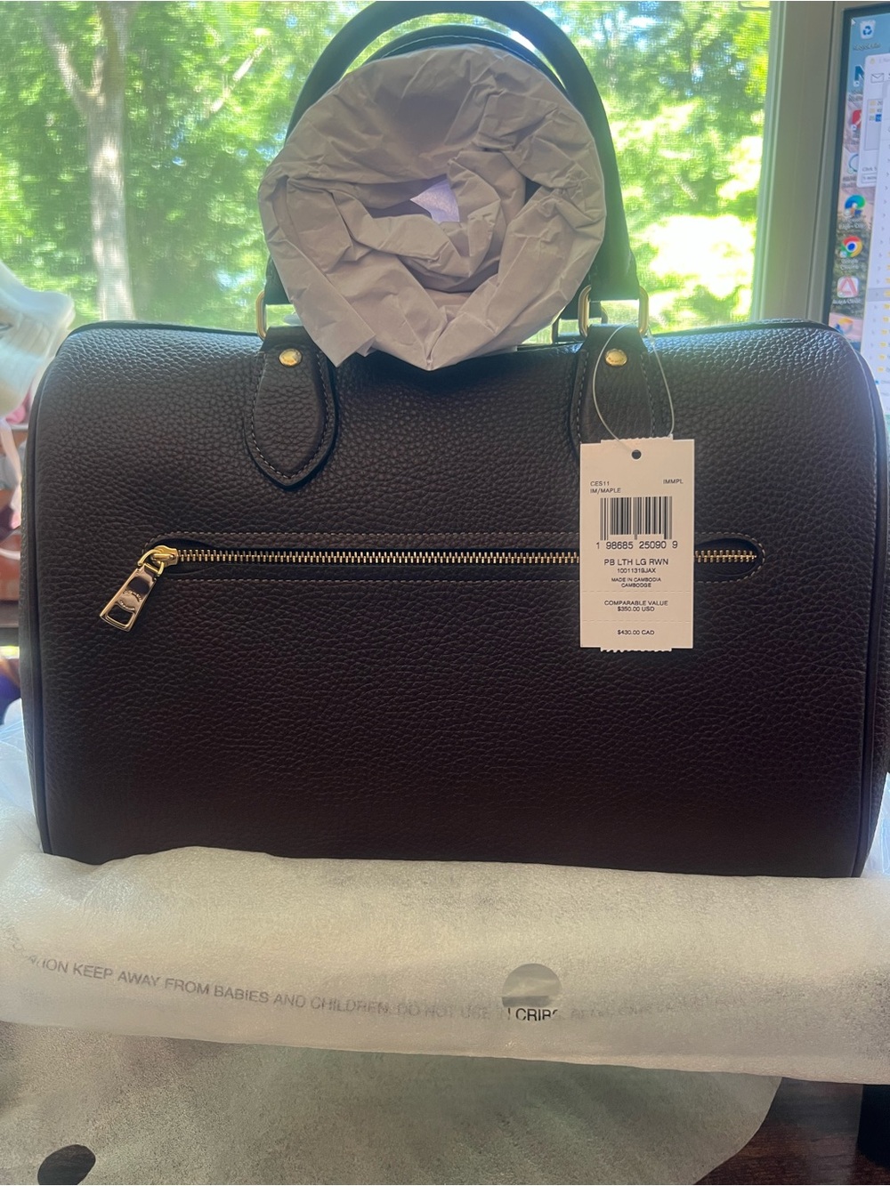 Coach Large Rowan in Maple with Gold Hardware - Picture 6 of 9